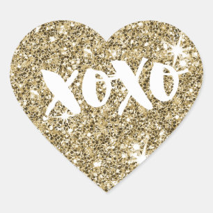 CHIC KÄRLEK XOXO HEART modern faux guld glitter Hjärtformat Klistermärke