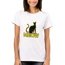 Chic Kattdjur Charm - MEOW Cat Silhouette T-Shirt
