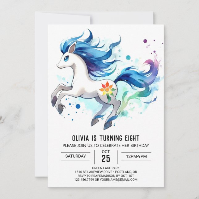 Chic Kids Horse Birthday Inbjudningar (Framsida)