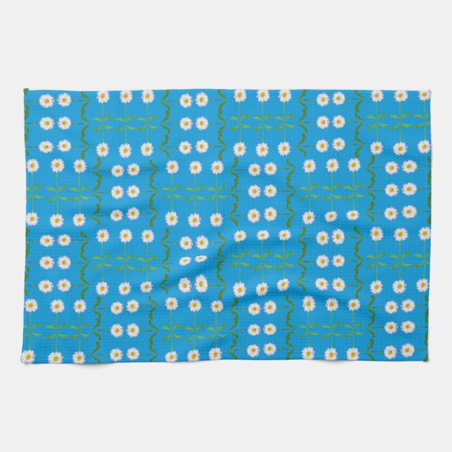 Chic Kitchen Towel: Daisy på Teal Kökshandduk (Horisontell)