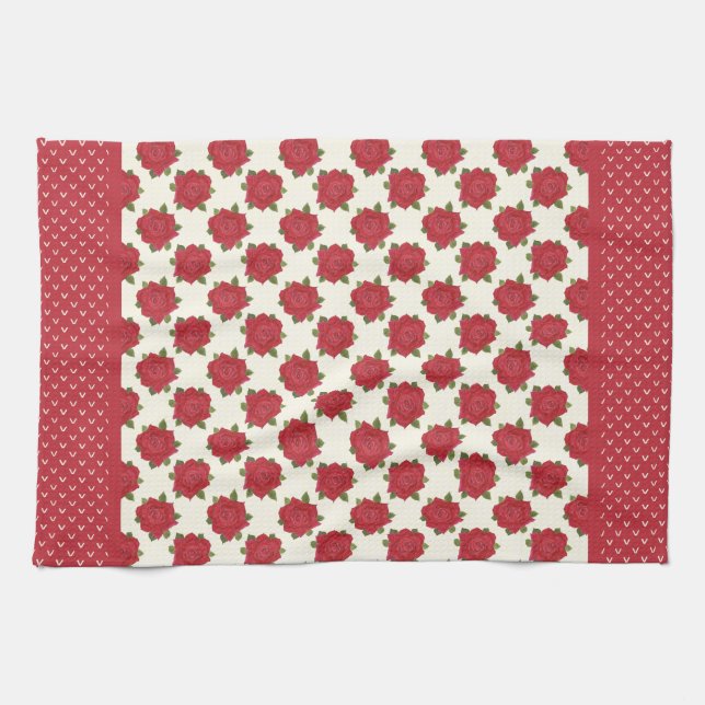 Chic Kitchen Towel eller Tea Towel: Deep Röd ros Kökshandduk (Horisontell)