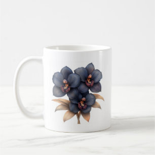 Chic klassisk svart, orkidékaffe mugg