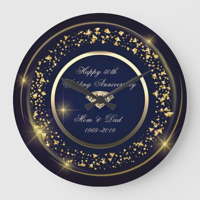 Chic, Konfetti,Diamond 50:e Bröllop-årsdagen Stor Klocka (Framsida)