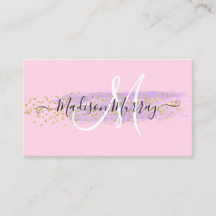 Chic Konfetti Lilac Monogram Namn Visitkort