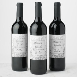 Chic Konfetti Personlig Bride Tribe Vinflaska Etikett