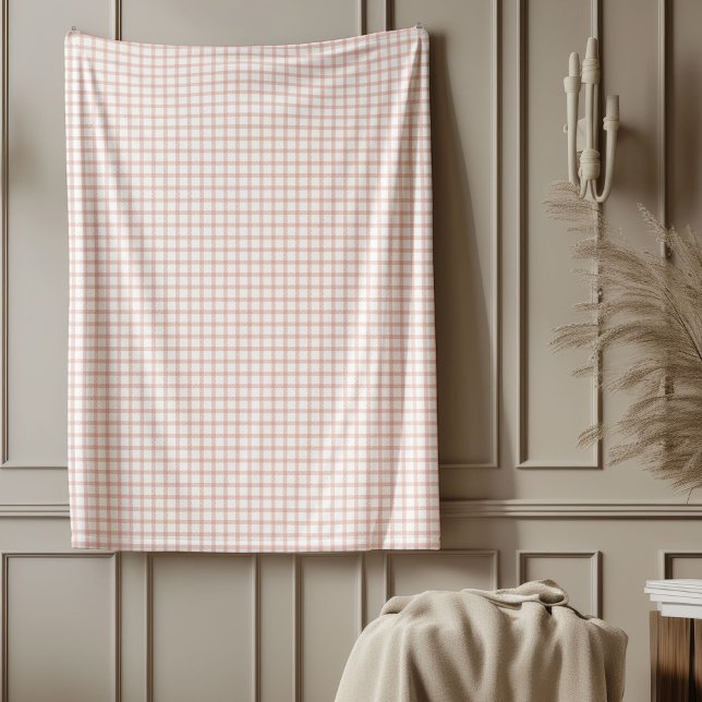 Chic Kontrollerad Ro Guld Fleece Blanket (Chic Checkered Rose Gold Fleece Blanket)