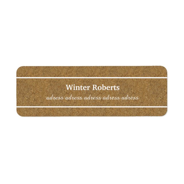 Chic kork returadress etikett (Framsidan)