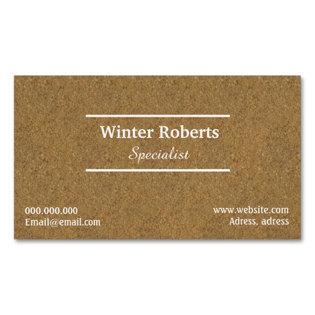 Chic korkträ magnetiska visitkort (Framsida)