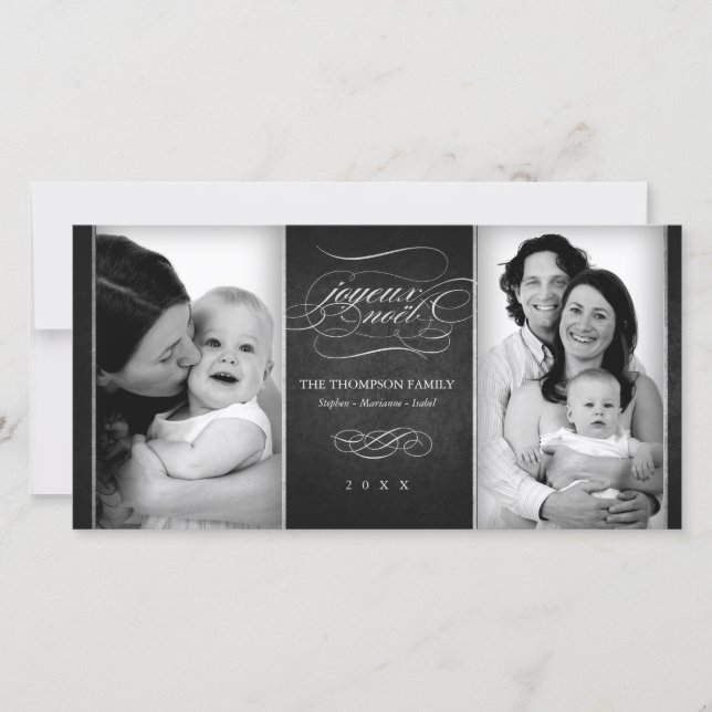 Chic kort för kol"Joyeux Noël" foto (Framsida)