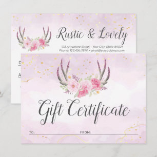 Chic-kort för Rosa Guld Antlers-certifikat Inbjudningar
