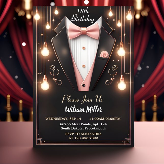 Chic Kostym Award Manar Vuxen Tuxedo 18:e födelsed Inbjudningar (Skapare uppladdad)