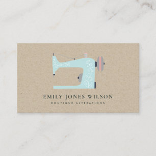 CHIC KRAFT AQUA BLUE ROSA SEWWAN MASKIN TAILOR VISITKORT