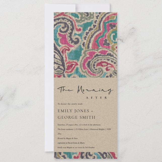 CHIC KRAFT BOHO IKAT TRIBAL MÖNSTER MORNING EFTER INBJUDNINGAR (Framsida)