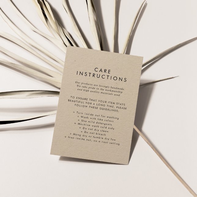 Chic Kraft Business Product Care Instructions Tilläggskort (Skapare uppladdad)