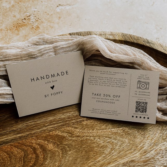 Chic Kraft Handmade med beställningen Kärlek Tack Tilläggskort (Skapare uppladdad)