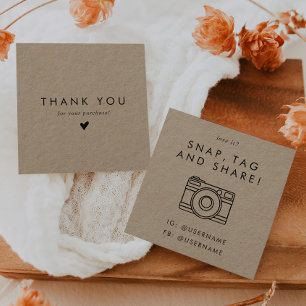 Chic Kraft Papper Social Media Snap Tack Fyrkantigt Visitkort