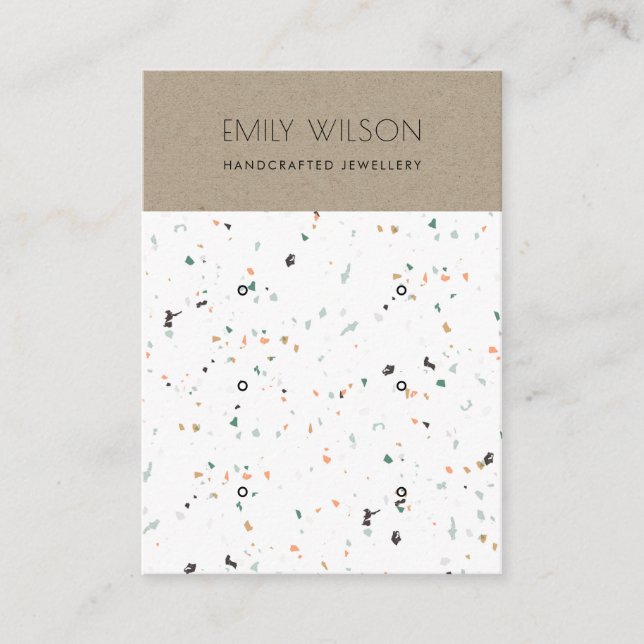CHIC KRAFT WHITE TERRAZZO 3 VISNING LOGOTYP VISITKORT (Framsida)