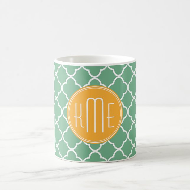 Chic krickagrönt Quatrefoil med den gula Kaffemugg (Center)