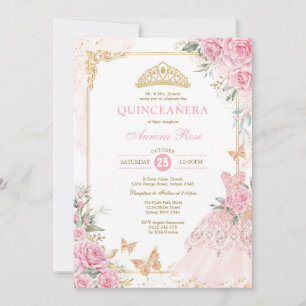 Chic Krona Princess Dress Quinceañera I Inbjudningar