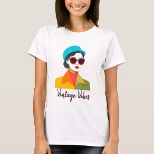 Chic Kvinna i Retro-Papper klipp T Shirt