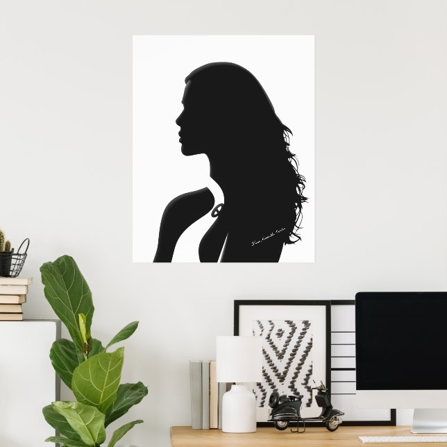 Chic Kvinna-profil - Minimalistisk Contemporary Ar Poster (Hemmakontoret)