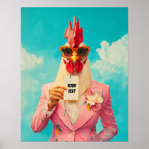 Chic kyckling i rosa kostym poster