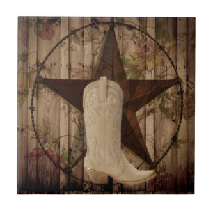 Chic, lä Texas Star Western land cowgirl Kakelplatta