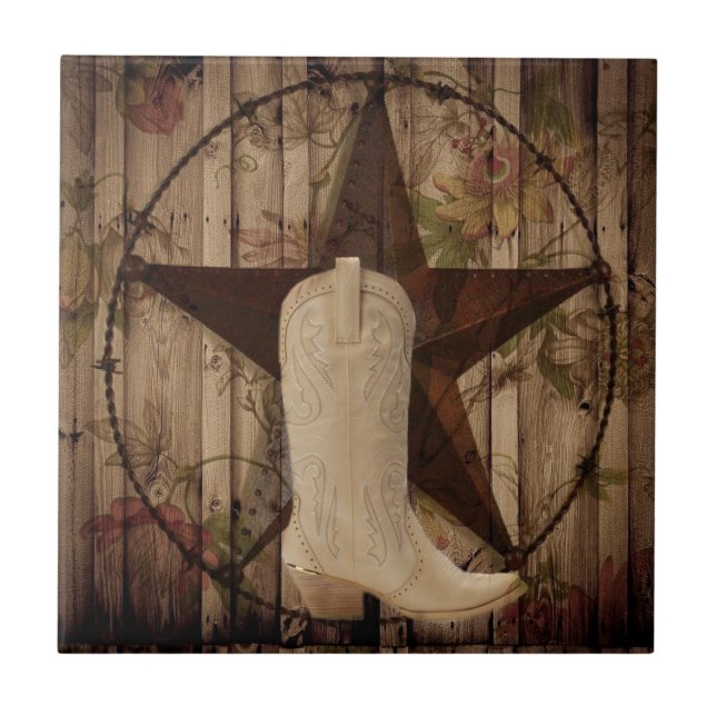 Chic, lä Texas Star Western land cowgirl Kakelplatta (Framsidan)