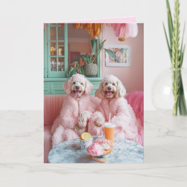 Chic Labradoodles in Rosa Lounge Inbjudan (Framsida)