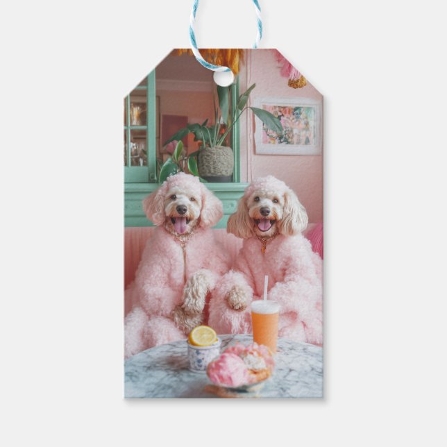 Chic Labradoodles in Rosa Lounge Presentetikett (Framsidan)