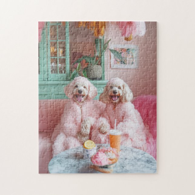 Chic Labradoodles in Rosa Lounge Pussel (Vertikal)