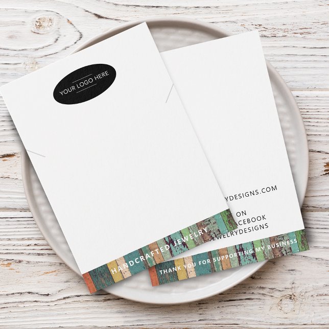 Chic Lägg till din logotyp Närljus Displaykort Visitkort (Chic Add Your Logo Necklace Display Card)