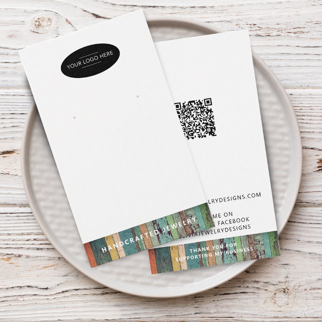 Chic Lägg Till Din Logotyp QR-kod Örhänge Visnings Visitkort (Chic Add Your Logo QR Code Earring Display Card)