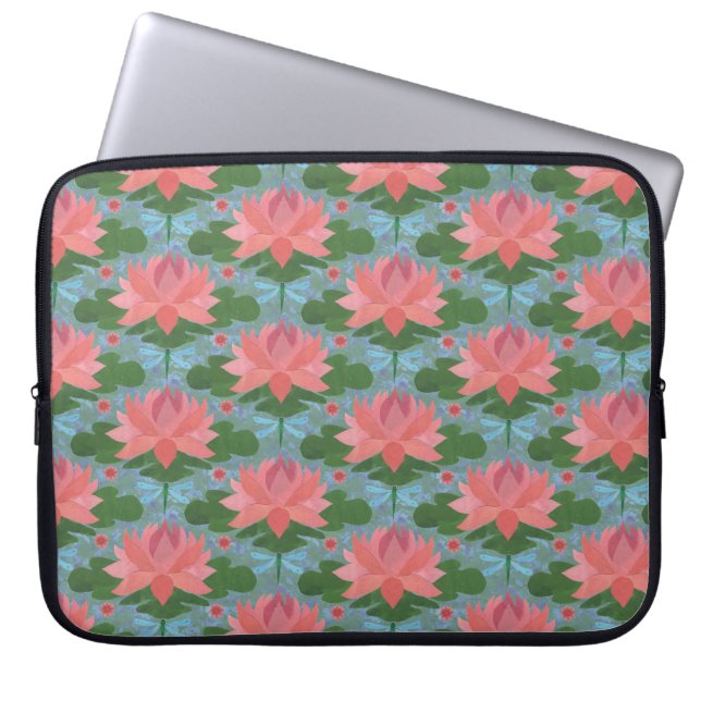 Chic Laptop sleeve: Vatten Lilies och Dragonflies Laptop Sleeve (Framsidan)