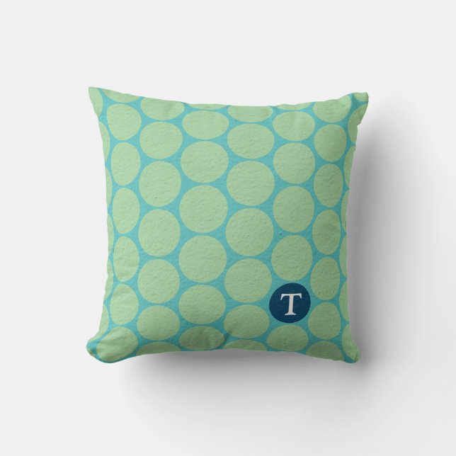 Chic Large Teal Grönt Polka dots Kudde (Framsida)