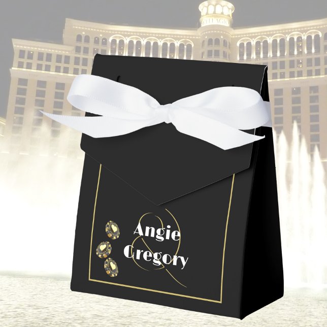 Chic Las Vegas Casino Black Guld White Bröllop Presentaskar (Skapare uppladdad)