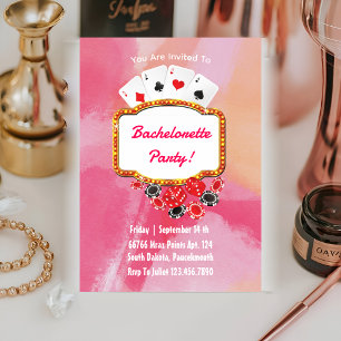 chic Las Vegas rosa bachelorette Party helg Inbjudningar