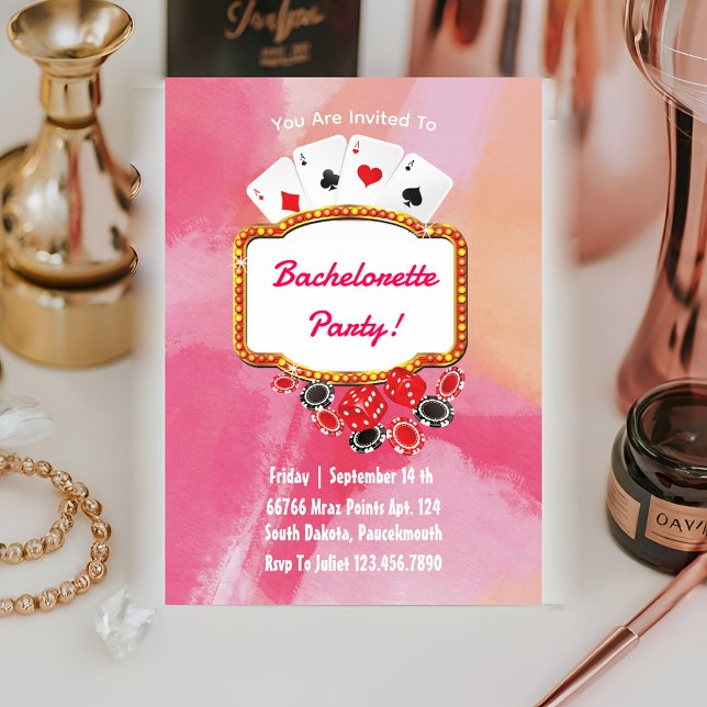 chic Las Vegas rosa bachelorette Party helg Inbjudningar (Skapare uppladdad)