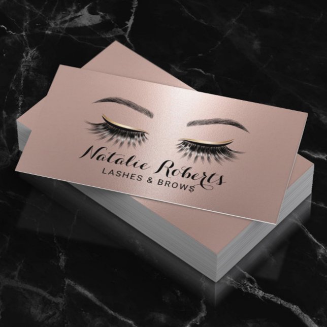 Chic Lash Makeup Artist Ro Guld Eyelash Salon Visitkort (Skapare uppladdad)