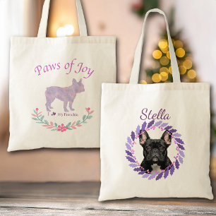Chic Lavendel Fransk Bulldog Anpassad Jul Tygkasse
