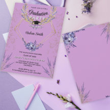 Chic Lavender Blommigt Guld Glitter Studentfest