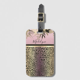 Chic Lavender Guld Leopard Safari Blommigt Bagagebricka