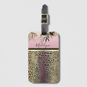 Chic Lavender Guld Leopard Safari Blommigt Bagagebricka