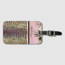 Chic Lavender Guld Leopard Safari Blommigt Bagagebricka