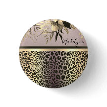 Chic Lavender Guld Leopard Safari Blommigt