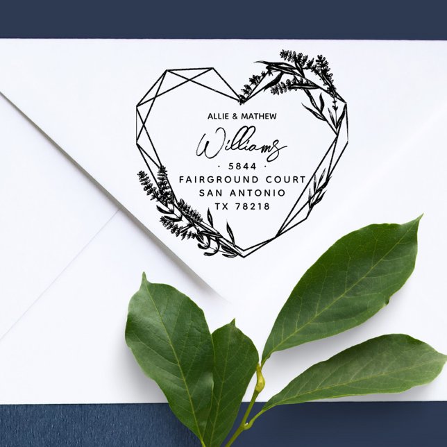 Chic Lavender Heart - gift par Returadress Stämpel (Rustic Chic Lavender Married Couple Return Address Rubber Stamp. Perfect also for a country wedding!)