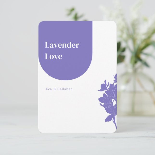Chic Lavender Kärlek Modern Lila Bröllop OSA Kort (Stående Fram)
