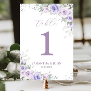 Chic Lavender Lila Blommigt Bröllop Möhippa Bordsnummer