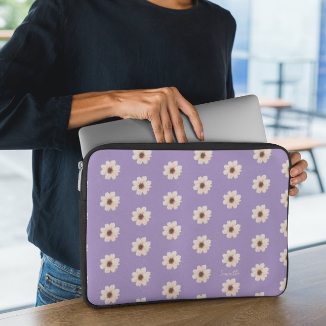 Chic lavender Lila Blommigt Laptop Fodral (Skapare uppladdad)