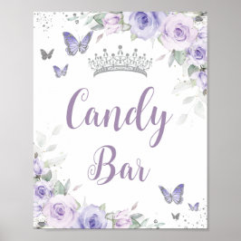 Chic Lavender Lila Blommigt Quinceañera Candy Pub Poster